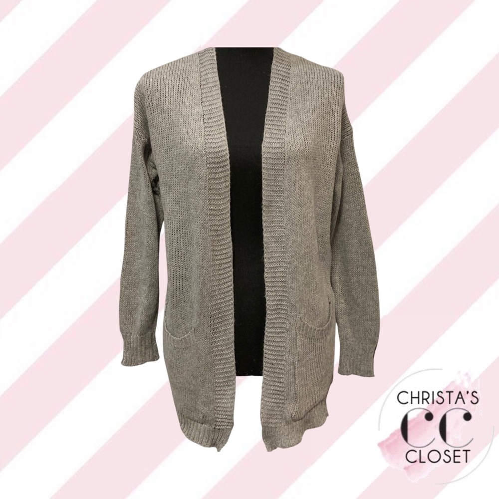 {2/$40} Grey Long Sleeve Knit Cardigan Sweater
